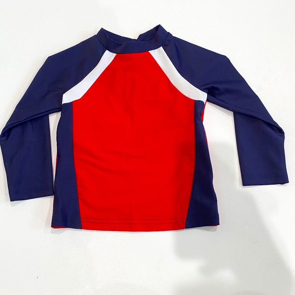 Circo NWOT, boy's 2T, red, white, and blue long sleeved rash guard.
